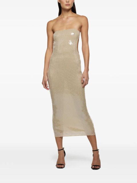 Oséree Marylin sequinned strapless midi dress - Neutrals