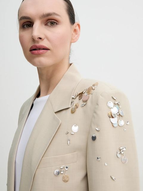 ISABELLE BLANCHE marynarka kolor beżowy jednorzędowa IS25SS-J023-T003