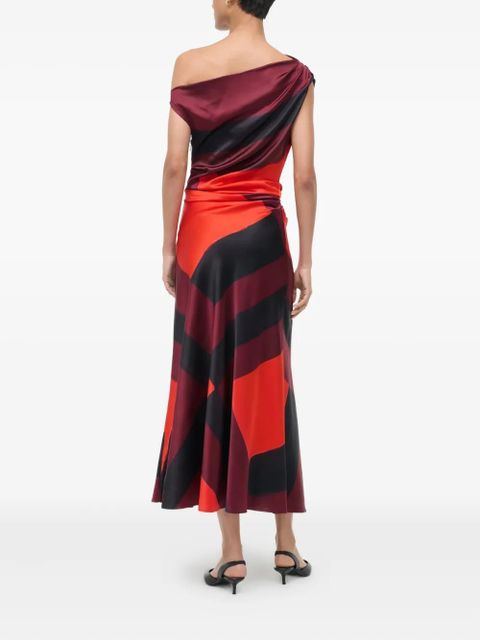 STAUD Phare one-shoulder midi dress - Red