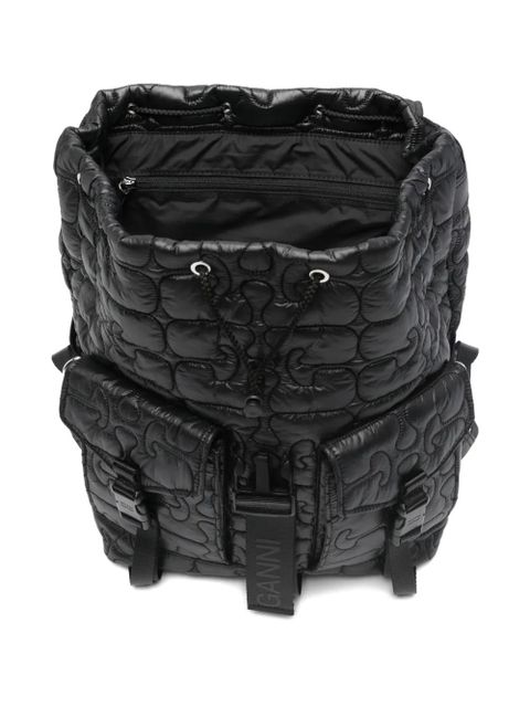 GANNI quilted buckle backpack - Black