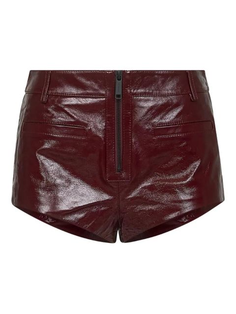 Self-Portrait craqué leather shorts - BURGUNDY - zdjęcie produktu nr 1