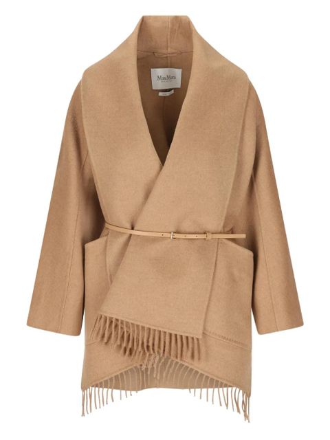 Max Mara fringed long-sleeve coat - Brown