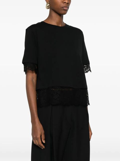 Alexander McQueen lace-trim short-sleeved T-shirt - Black