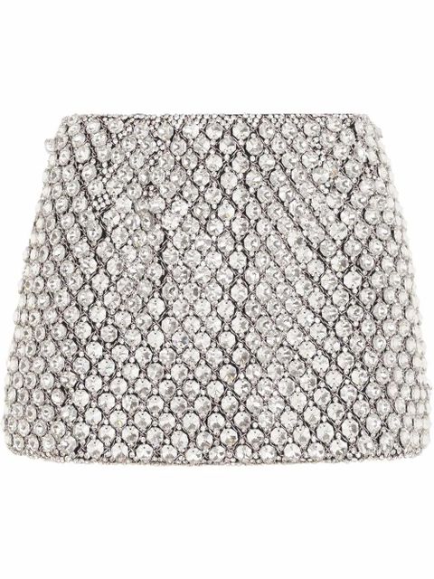 Dolce & Gabbana crystal-embellished jacquard miniskirt - White - zdjęcie produktu nr 1
