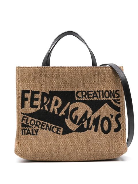 Ferragamo small logo-embroidered tote bag - Neutrals - zdjęcie produktu nr 1