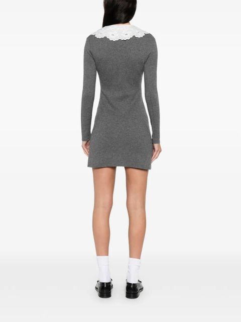 Self-Portrait lace collar pocket mini dress - Grey