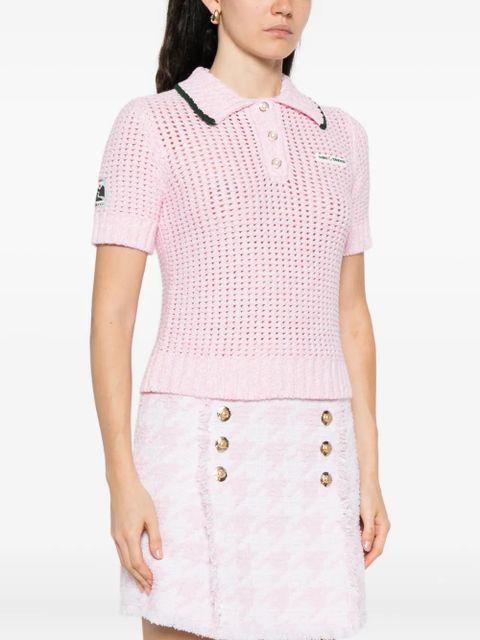 Casablanca textured-knit polo top - Pink