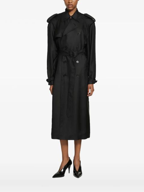 Saint Laurent double-breasted silk trench coat - Black - zdjęcie produktu nr 1