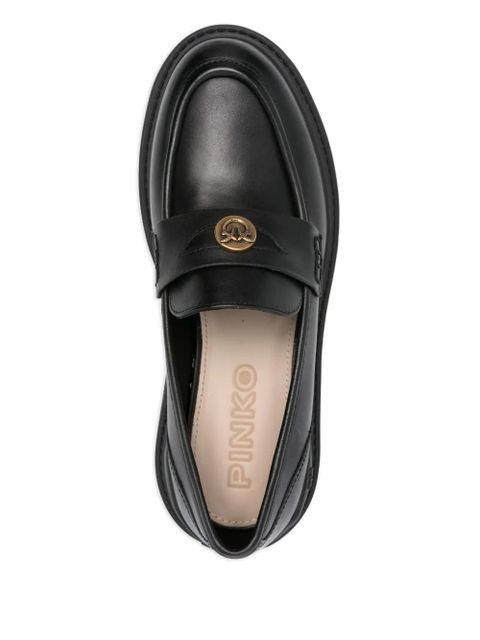 PINKO logo-plaque platform loafers - Black