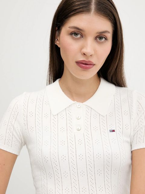 Tommy Jeans sweter damski kolor biały lekki DW0DW20965