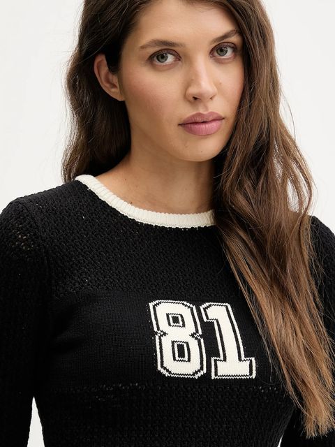 Guess Jeans sweter damski kolor czarny ciepły W6RR24 Z4351