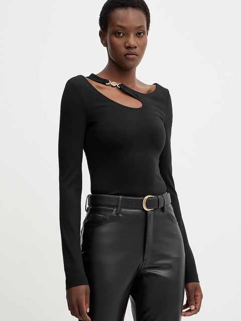 Guess bluzka ELEANOR damska kolor czarny z aplikacją W5BP18 KC7M2