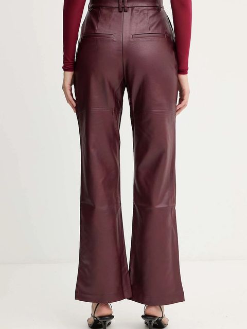 Bardot spodnie damskie kolor bordowy dzwony high waist 60077PB