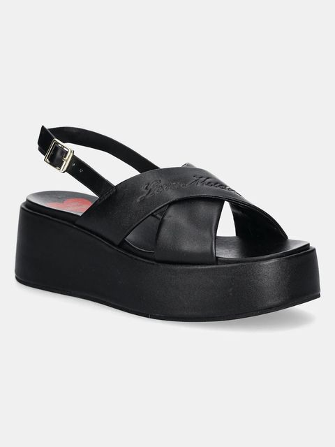 Love Moschino sandały skórzane damskie kolor czarny na platformie JA16187I0MIA0000 - zdjęcie produktu nr 1