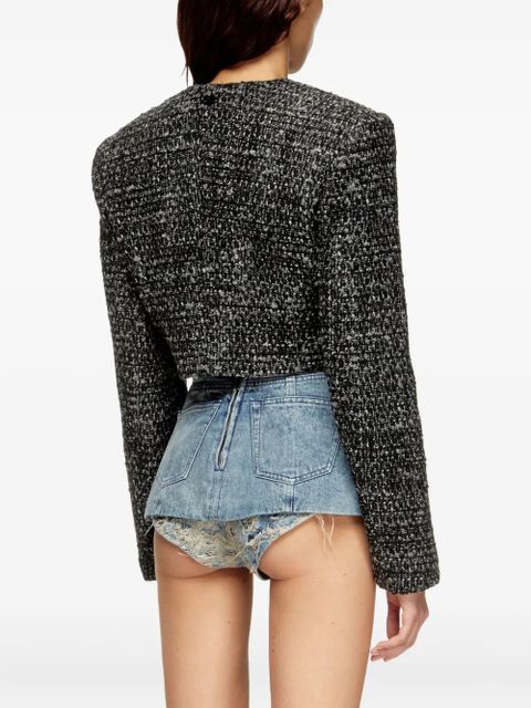 Diesel G-Crop-G tweed cropped jacket - Black