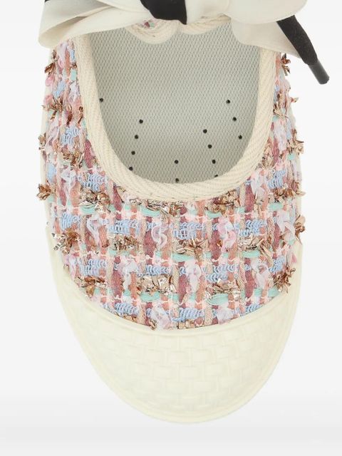 Valentino Garavani tweed bow sneakers - White