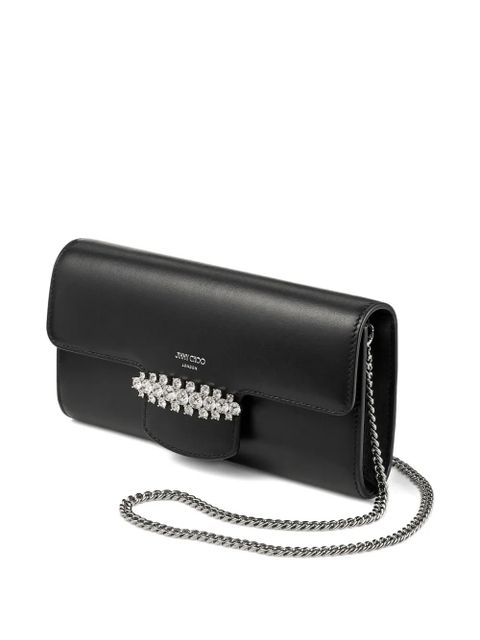 Jimmy Choo Bing crystal-embellished wallet-on-chain - Black