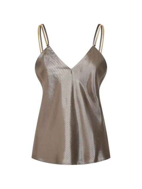 Max Mara metallic-effect V-neck tank top - Brown - zdjęcie produktu nr 1