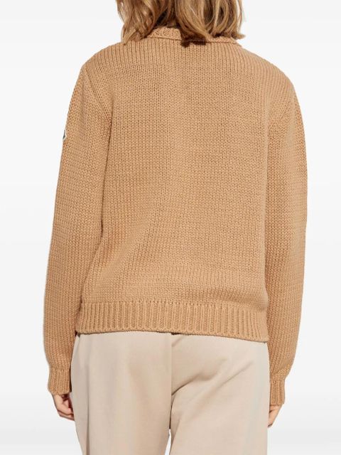 Moncler logo-embroidered cotton sweatshirt - Brown