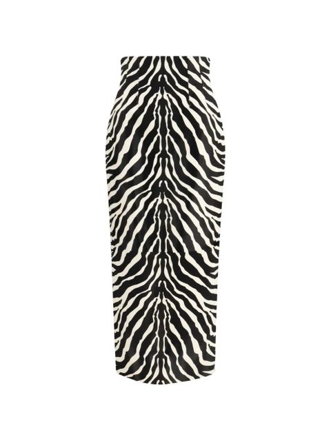 KHAITE Loxley zebra-print midi skirt - Black - zdjęcie produktu nr 1
