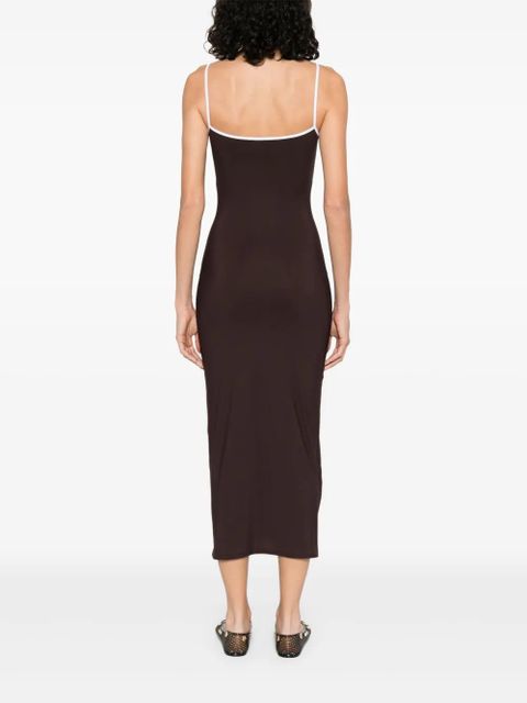 Miu Miu contrast-trim midi dress - Brown