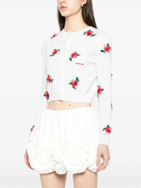 SHUSHU/TONG floral-embroidered cardigan - Neutrals