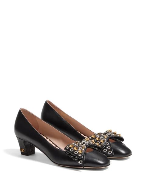 Valentino Garavani Bowow pumps in kidskin with studs 45mm - Black - zdjęcie produktu nr 2