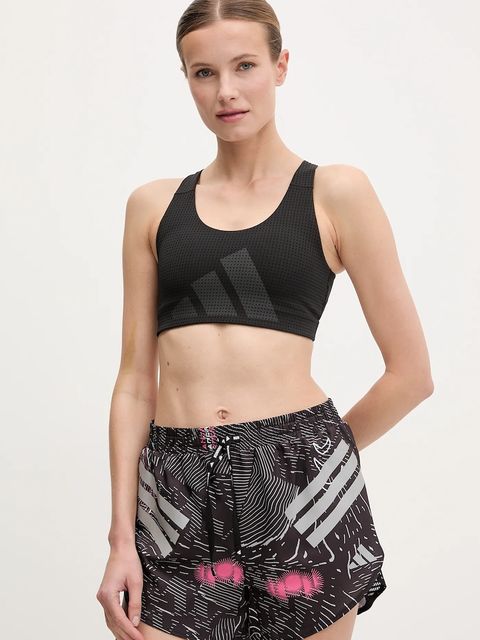 adidas Performance szorty do biegania kolor czarny wzorzyste high waist JC7389