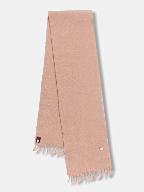 Tommy Jeans szalik z dodatkiem wełny damski kolor różowy gładki AW0AW17903 - zdjęcie produktu nr 1