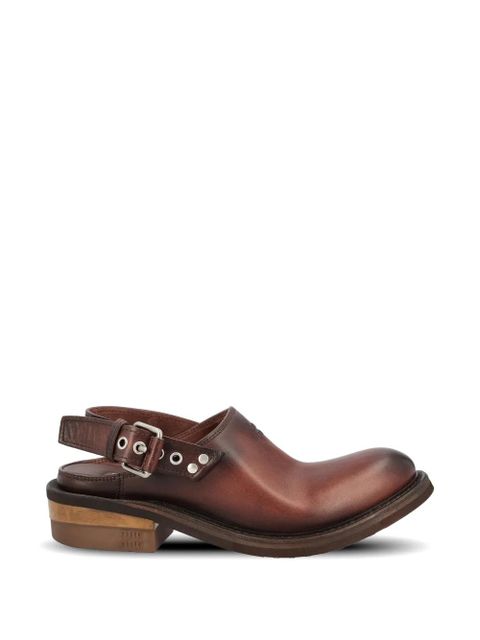 Miu Miu buckle-fastening leather mules - Brown - zdjęcie produktu nr 1