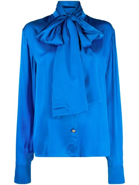 Balmain pussy-bow satin blouse - Blue - zdjęcie produktu nr 1