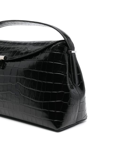 TOTEME T-lock leather top handle bag - Black