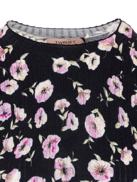 TWINSET floral crew-neck T-shirt - Black