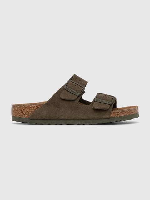 Birkenstock klapki zamszowe Arizona damskie kolor zielony 1025720