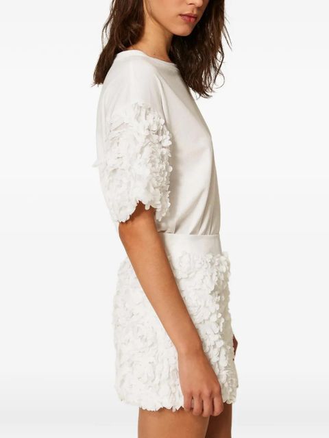 TWINSET floral-sleeves T-shirt - White - zdjęcie produktu nr 2