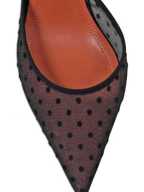 Amina Muaddi 95mm Holli polka-dot slingback pumps - Black