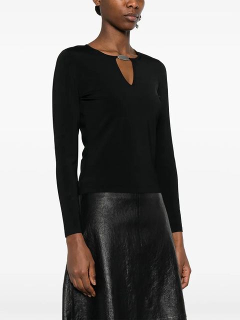 Alexander Wang logo-plaque V-neck sweater - Black