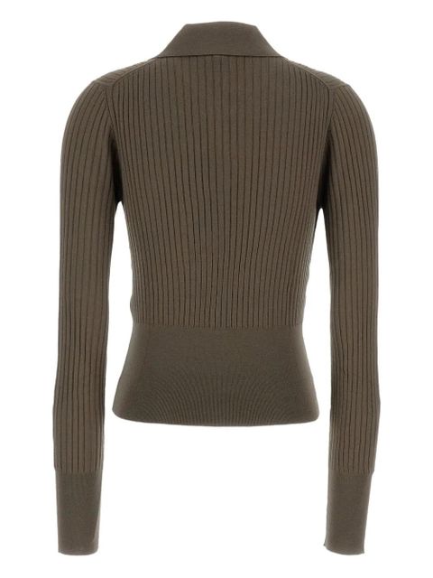 FENDI ribbed embroidered knitwear - Brown