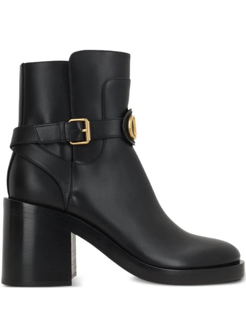 Valentino Garavani 70mm buckle-strap logo boots - Black - zdjęcie produktu nr 1