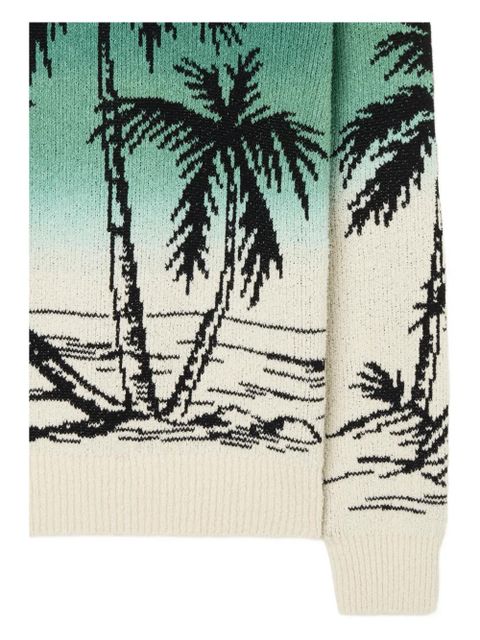 Alanui Wave Bloom palm-tree sweater - Green