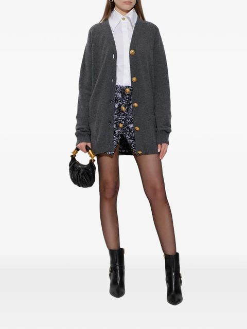 Balmain button frayed mini skirt - Black