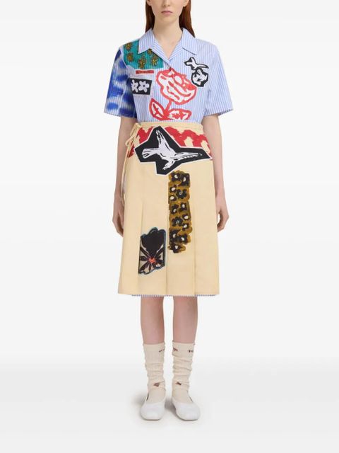 Marni graphic-print cotton skirt - Neutrals