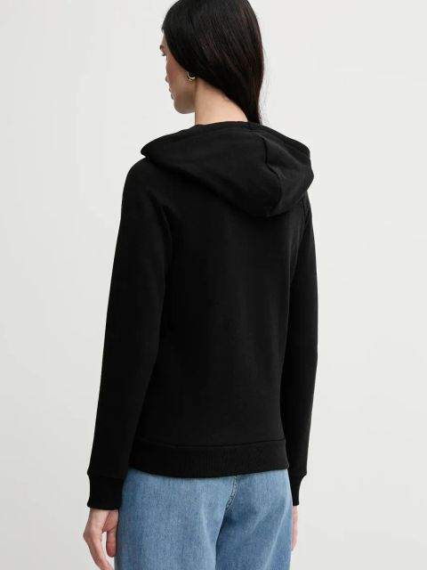 Armani Exchange bluza damska kolor czarny z kapturem z aplikacją