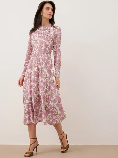 Bizuu sukienka NYLA kolor różowy midi rozkloszowana NYLA RÓŻOWY