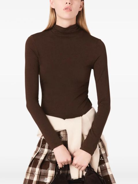 Maje roll-neck top - Brown