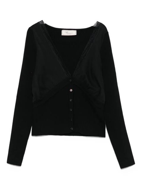 Blumarine lace-trimmed ribbed cardigan - Black - zdjęcie produktu nr 1