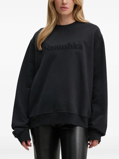 Nanushka embossed crew neck T-shirt - Black - zdjęcie produktu nr 1