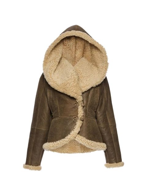 Magda Butrym hooded shearling jacket - Brown - zdjęcie produktu nr 1