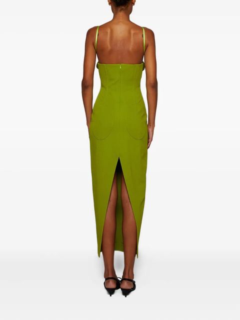 Jean Paul Gaultier rose-embellished midi dress - Green