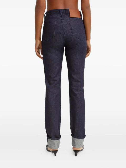 Victoria Beckham five-pocket leather-patch trousers - Blue